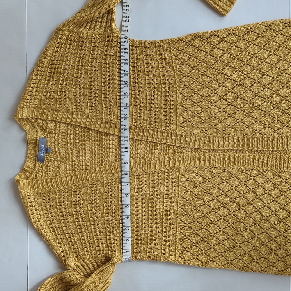 Marled Reunited Clothing Acrylic Longline Open Cardigan Sweater MEDIUM Yellow - Picture 13 of 15